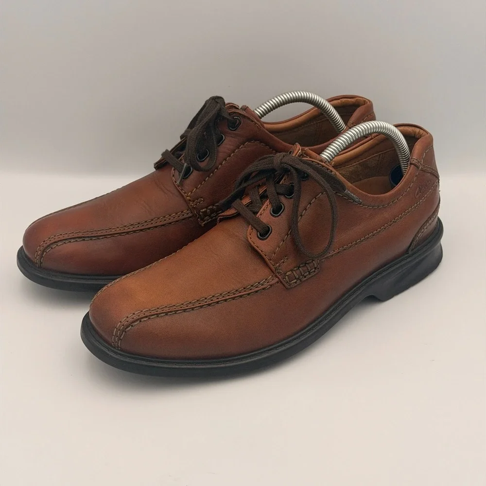 Clarks Colson Over Oxford Bicycle Toe Leather Brown Size 8 M
